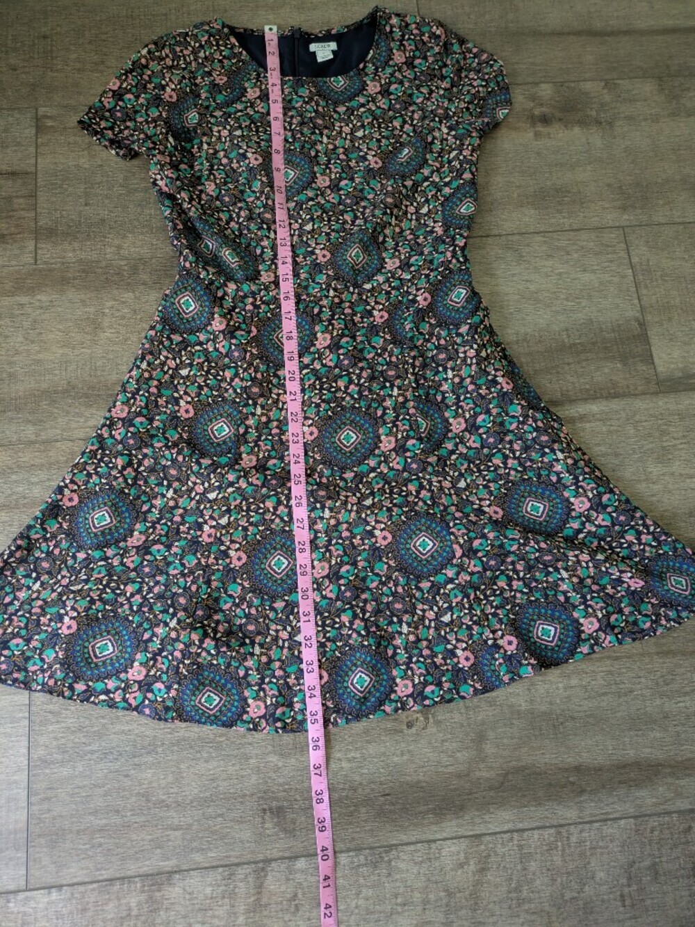 J. Crew Multicolor Floral and Geometric Short Sleeve Dress -Multicolor - Picture 7 of 11